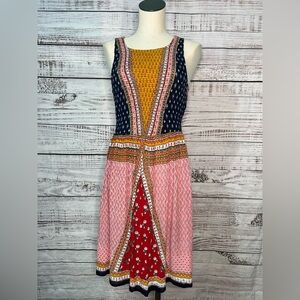 Patrons of Peace Medium Boho Multicolor Smocked Dress Cottage Core Rayon